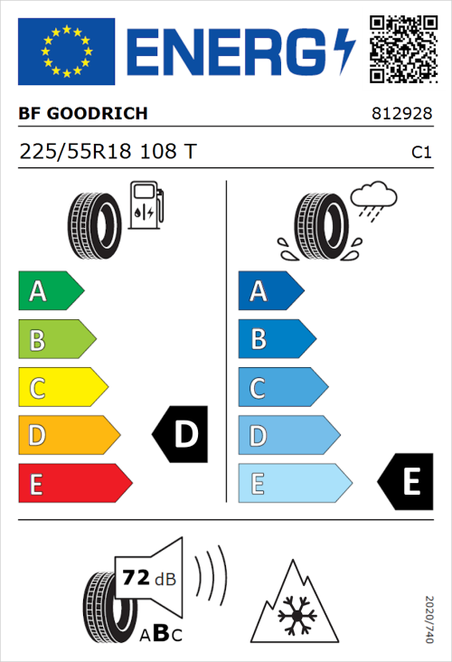 Tyre Label for BF Goodrich Trail-Terrain T/A 225/55R18 108T