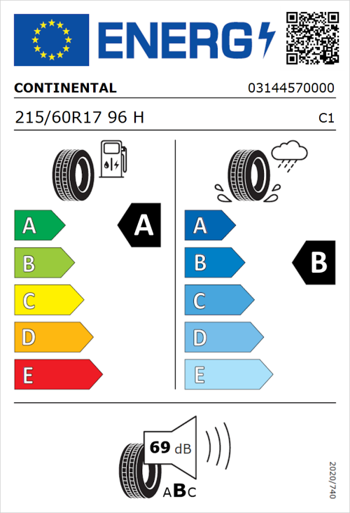Tyre Label for Continental EcoContact 7 215/60R17 96H
